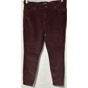 Lucky‎ Brand Ava Skinny Maroon/Plum Micro Corduroy Pants Size 33/16